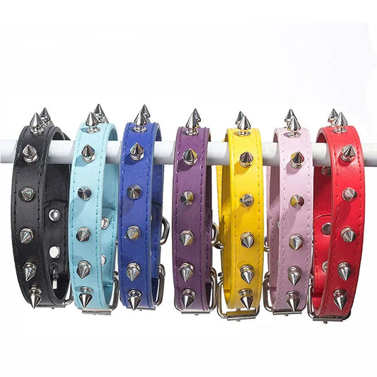 Leather Dog Cat Spiked Collar